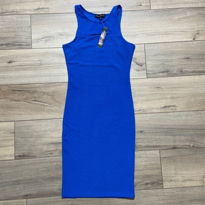 ABSOLUTELY LOVE‎ IT Small Cutout Fitted Dress Royal Blue Textured Stretchy